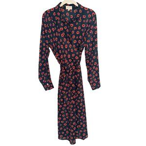 MELLODAY Long Sleeve Dress - Black and Red Floral